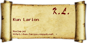 Kun Larion névjegykártya